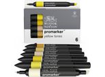 Winsor & Newton Promarker Marcatori Fini E A Scalpello, 6 Pezzi Toni Gialli
