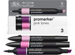 Winsor & Newton Promarker Pennarelli Ad Alcool A Punta E Scalpello, 3 Pezzi Toni Rosa