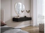 Comodino Sospeso Con Due Cassetti, Frontale Liscio - Colore: Nero, 100 X 40 X 16 Cm