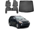 Set Tappetini E Fodera Bagagliaio Per Kia Sorento 2009-2014 In Gomma Tpe Nero 5X