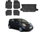 Set Di Tappetini E Fodere Per Il Bagagliaio Omac Per Nissan Note 2005-2013 In Gomma Nera 5X