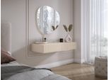 Comodino Sospeso Con Due Cassetti, Frontale A Coste - Colore: Cashmere, 100 X 40 X 16 Cm