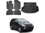 Set Di Tappetini E Fodere Per Il Bagagliaio Per Kia Sorento Lift 2009-2014 In Gomma Nera 5X