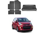 Set Di Tappetini E Rivestimento Del Bagagliaio Per Kia Picanto 5 Porte 2011-2017 5 Porte In Gomma
