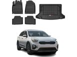 Omac Set Tappetini E Fodera Bagagliaio Per Kia E-Niro 2018-2025 Gomma Nera 5X