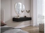Comodino Sospeso Con Due Cassetti, Frontale A Coste - Colore: Nero, 100 X 40 X 16 Cm