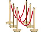 Succebuy Paletti Barriera In Acciaio Inox, Corde Di Velluto Rosso Lunghe 1,5 M, Paletti Con Sfere Dorate In Cima, Barriera Rossa Per Feste, Matrimoni, Teatri, Mostre, Biglietterie