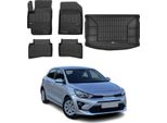Omac Set Tappetini E Fodera Bagagliaio Per Kia Rio 2017-2020 In Gomma Tpe Nero 5X