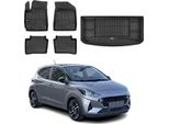 Set Di Tappetini E Fodere Per Bagagliaio Omac Per Hyundai I10 2019-2025 In Gomma Nera 5X