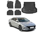 Set Di Tappetini E Rivestimenti Per Il Bagagliaio Omac Per Hyundai Elantra 2020-2025 In Gomma Tpe 5X
