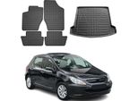 Set Di Tappetini E Rivestimenti Per Peugeot 307 2001-2009 In Gomma Tpe Nero 5X