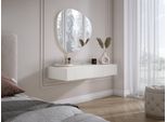 Comodino Sospeso Con Due Cassetti, Frontale Rigato - Colore: Bianco, 100 X 40 X 16 Cm