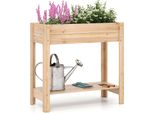 Costway Letto Da Giardino Rialzato Con Ripiano E Scomparti Di Drenaggio, Letto Da Giardino Rialzato In Legno, Fioriera, Letto Per Ortaggi, Letto Per Erbe Aromatiche 81X38X77Cm Natura