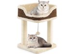 Costway Piccolo Tiragraffi, Albero Per Gatti Con Sedile In Peluche, Tiragraffi Con Palline E Sisal, Tiragraffi In Legno Per Gatti, Arredamento Per Gatti, Torre Per Gatti, 38X38X51Cm, Beige