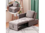 Merax Divano Letto 3 In 1 Con Schienale Regolabile, , Letto Imbottito Da Giorno In Tessuto Di Lino, Letto Singolo Salvaspazio, Grigio, 177X68X65 Cm