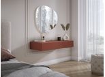 Comodino Sospeso Con Due Cassetti, Frontale Rigato - Colore: Mattone, 100 X 40 X 16 Cm