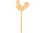 Decorazione In Legno Su Bastone Gallo 14Cm Decoro