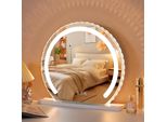 Vanitii Hollywood Specchio Per Il Trucco 50Cm X 45Cm Con Illuminazione A Led 3 Modalità Di Luce Cristalli Specchio Per Il Trucco Per Il Bagno Tavolo Da Toilette Bianco