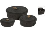 Cestino Portaoggetti Con Coperchio Blacktwist - Set Di 3, Nero