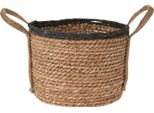 Cestino In Seagrass Rona (25X25X25Cm) - Piccolo, Rotondo Con Orecchie, Naturale/Nero