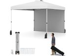 Gazebo Pop-Up Costway 3X3M, Gazebo Da Giardino Portatile Con Parete Laterale, Paralume, Borsa, 8 Picchetti, 4 Ancore, 4 Corde Per Il Vento E 4 Sacchi Di Sabbia Bianco