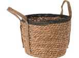 Cestino In Seagrass Rona (33X33X27Cm) - Grande, Rotondo Con Orecchie, Naturale/Nero