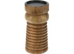 Portacandele In Legno Arlo - Legno Di Mango, Marrone, H 20 Cm, Medio