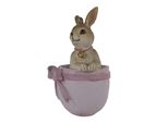 Clayre & Eef Ciondolo Coniglio 5X4X8 Cm Rosa Beige Poliresina