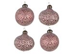 Clayre & Eef Set Di 4 Gocce Di Natale Ø 8 Cm In Vetro Rosso