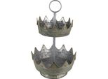 Etagere A 2 Strati Clayre & Eef Ø 33X53 Cm Grigio Verde Metallo