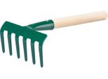 Rastrellino Da Giardino Fed 109/250, 06 Denti, Rastrello, Manico In Legno
