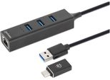 Manhattan 180894 Manhattan 3-Port Usb 3.0 Typ-C/A Kombo-Hub + Netzwerkadapter
