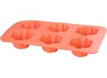 Stampo Magichome, Per Cottura, Per 6 Muffin, Silicone, Motivo Fiore, Rosso, 28,6X17,2 Cm