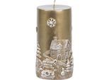 Candela Magichome Natale, 7X12,5 Cm, Oro, Con Paesaggio 3D