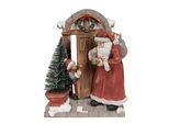 Clayre & Eef Decorazione Natalizia Con Illuminazione Led Babbo Natale 18X8X22 Cm Rosso Marrone Poliresina