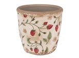 Vaso Da Fiori Clayre & Eef Ø 13X13 Cm Beige Rosso In Vetroceramica Fragole