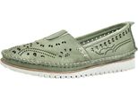 Andrea Conti Scarpa Donna Slip-On In Pelle Traforata Modello Folk Boho 1885909, Misura:37 Eu, Colore:Verde