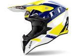 Casco Motocross Airoh Wraaap Feel, Bianco/Giallo/Blu, S (55/56)