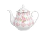 Teiera Clayre & Eef 1000 Ml Rosa Bianco Porcellana Roses