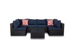 Mobili Da Giardino 7 Pezzi Divano Salotto Polyrattan Divano Pranzo Set Nero