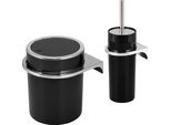 Bremermann Set Da Bagno 2 Pezzi Savona, Contenitore Per Cosmetici Da 5,5 Litri E Set Per Wc Con Supporto A Parete, Nero Rotondo