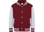 Awdis - Giacca Varsity (Stile College Americano) Per Bambini PC7314 (128) (Bordeaux/Grigio Screziato)