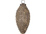 Guaina Natalizia Clayre & Eef Ø 7X15 Cm Vetro Grigio Beige