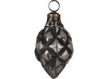 Guaina Natalizia Clayre & Eef Ø 6X11 Cm Vetro Nero Grigio