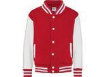 Awdis - Giacca Varsity (Stile College Americano) Per Bambini PC7314 (128) (Rosso Fuoco/Bianco)