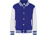 Awdis - Giacca Varsity (Stile College Americano) Per Bambini PC7314 (128) (Blu Reale/Bianco)