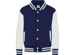 Awdis - Giacca Varsity (Stile College Americano) Per Bambini PC7314 (116) (Navy/Bianco)