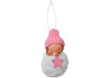 Ciondolo Angelo Di Natale Clayre & Eef Ø 5X9 Cm Rosa Bianco Sintetico