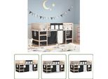 The Living Store Letto A Soppalco Per Bambini Con Tende Bianco E Nero In Legno Di Pino Massiccio