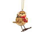 Ciondolo Decorativo Clayre & Eef Bird 5X3X7 Cm Plastica Marrone